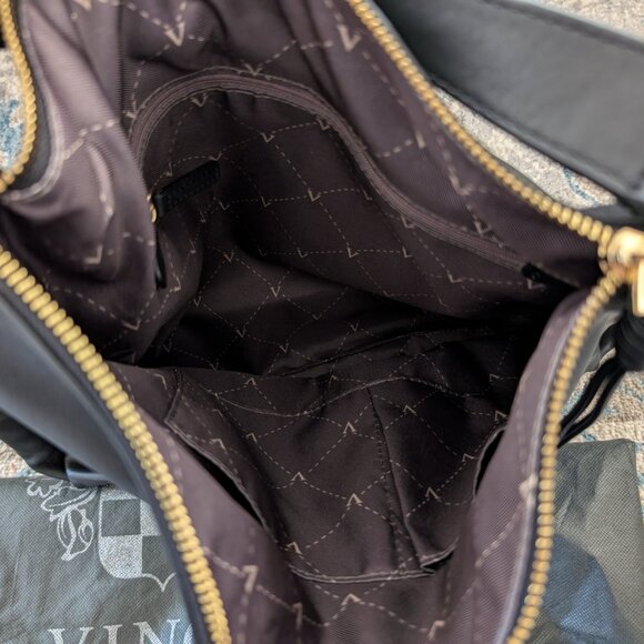 VINCE CAMUTO Josie Shoulder Bag Black Leather Hobo Zip‎ Strap Tassel Dust Bag - Picture 6 of 12